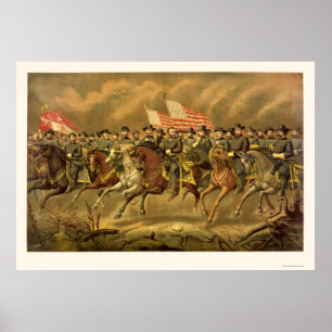 Pôster Ulisses S. Grant e seus generais por E. Boell 1865