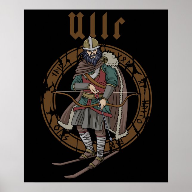Poster Ullr Ski Winter Sports Oferece Viking De Esqui (Frente)