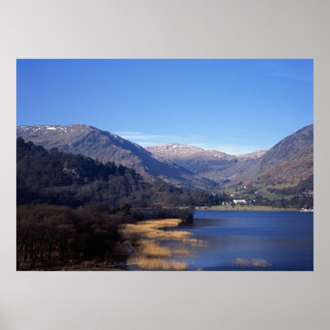 Poster Ullswater Cumbria England Postcard Cushion (Frente)