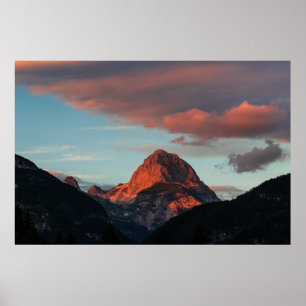 Poster Última luz solar na montanha Mangart, Eslovênia