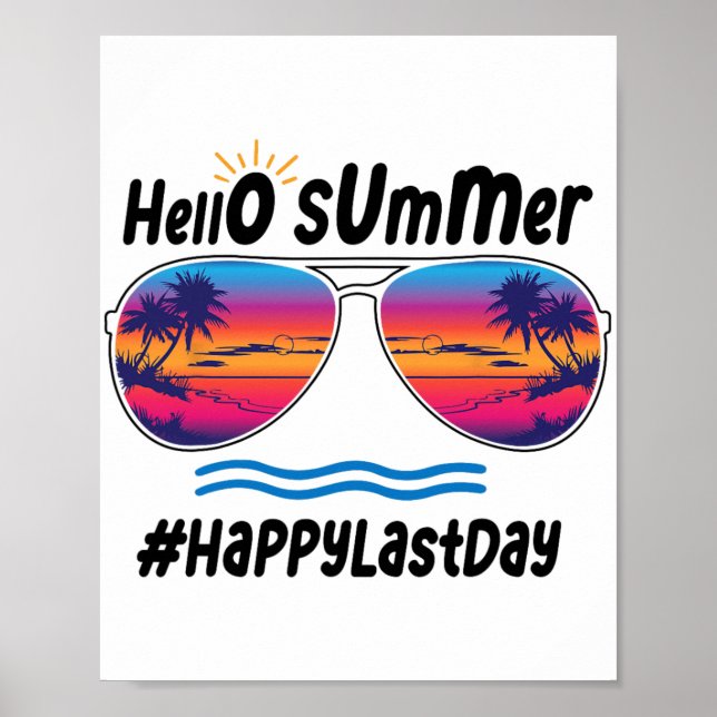 Poster Último Dia Da Escola Olá Summer Sungles Beach 2 (Frente)