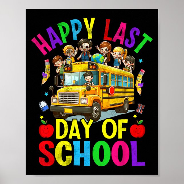 Poster Último Dia De Aula Ônibus Escolar Fofo Aluno Profe (Frente)