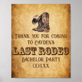 Poster Último Rodeo Cowboy Grunge Brown Bachelor Party