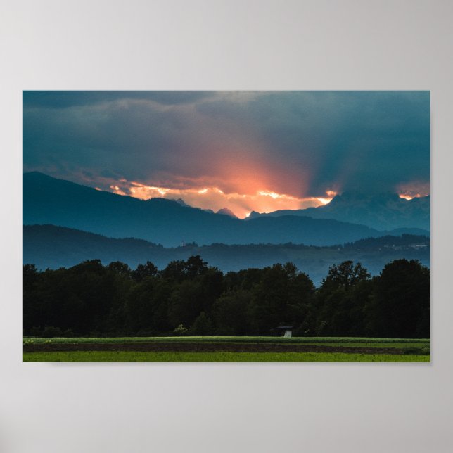 Poster Últimos raios de sol antes do pôr do sol (Frente)