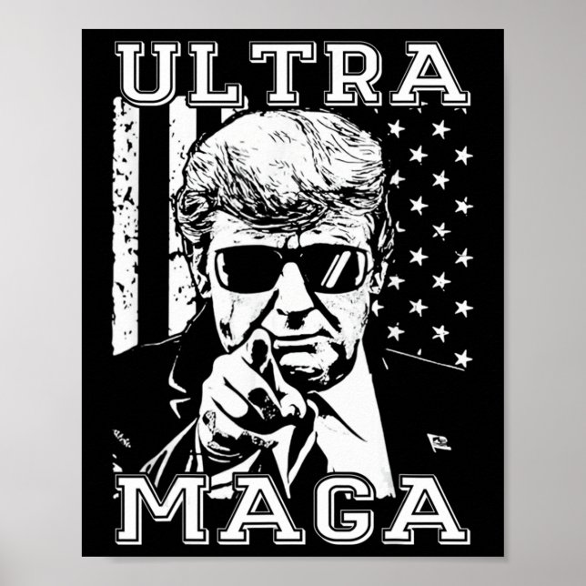 Poster Ultra MAGA Diversão Anti Biden US Flag Pro Trump T (Frente)