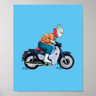 Poster Ultraman dirige uma moto antiga