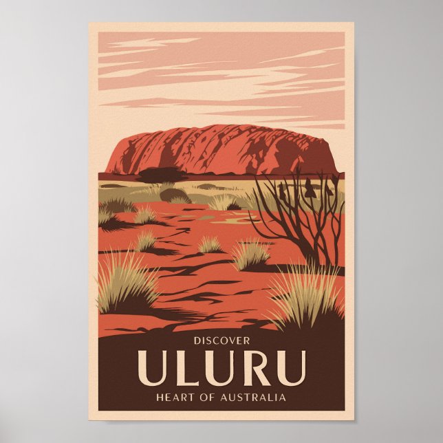 Poster Uluru Austrália - Viagem Art Vintage (Frente)