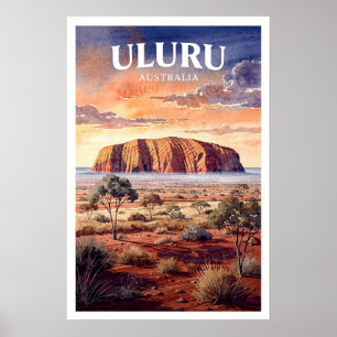 Poster Uluru Austrália Viagem Vintage
