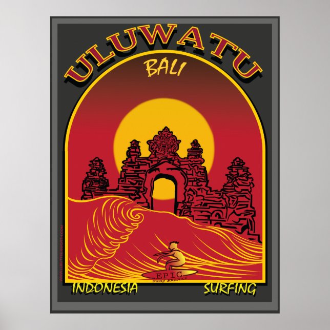 Poster Uluwatu Bali Indonésia Surfbreak (Frente)
