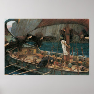 Poster Ulysses e as sirenes pelo Waterhouse de JW