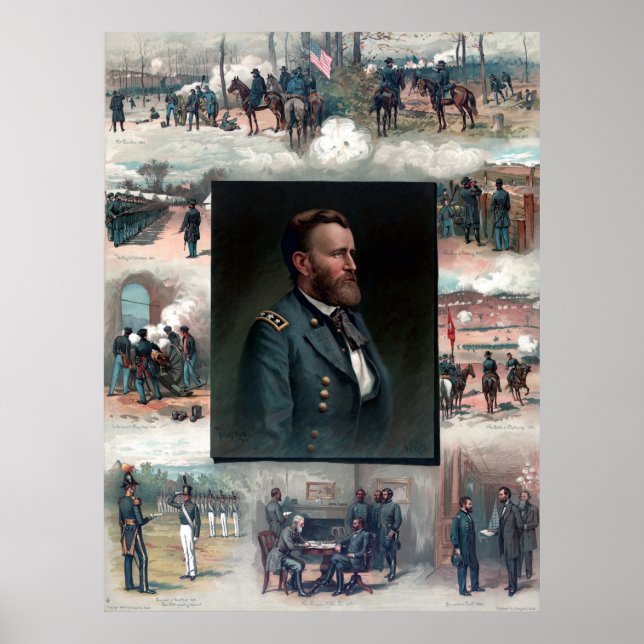 Poster Ulysses S Grant West Point Appomattox 1885 Restaur (Frente)
