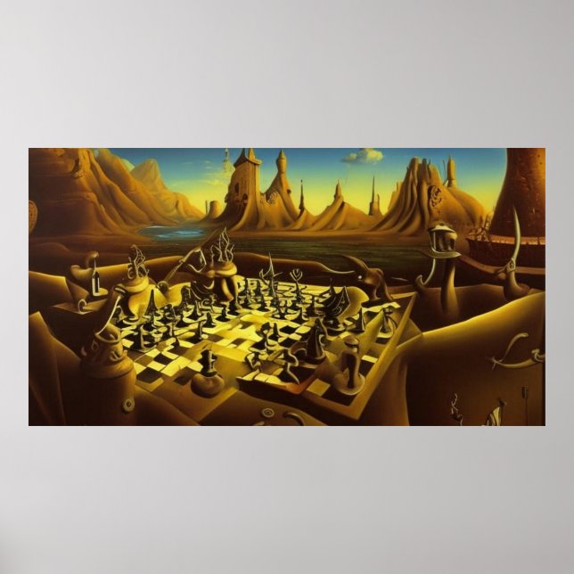 Poster Um abstrato surreal moderno de grandes tabuleiros  (Frente)