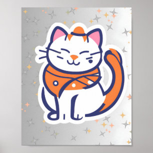 Poster Um adesivo branco e cor-de-rosa muito feliz