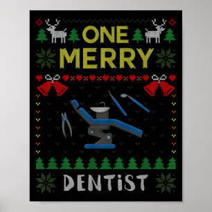 Poster Um Alegre Dentista Médico Dentista Suéter Feio de