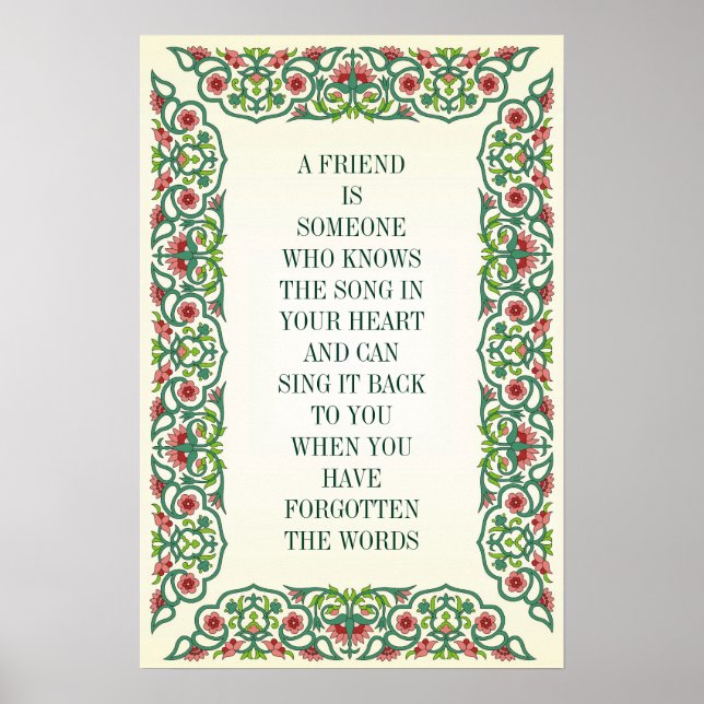 POSTER UM AMIGO É ALGUÉM QUE CONHECE A MÚSICA EM SEU (Frente)