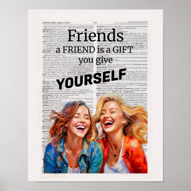 Poster Um amigo é um presente que você se dá - Amizade (Frente)