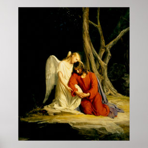 Poster Um Anjo Confortando Jesus por Carl Bloch