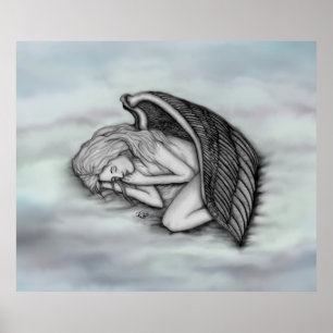 Poster Um anjo dormindo nas nuvens do céu