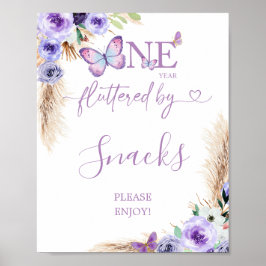 Poster Um Ano Flautista Borboleta Primeiro Soneca de Aniv