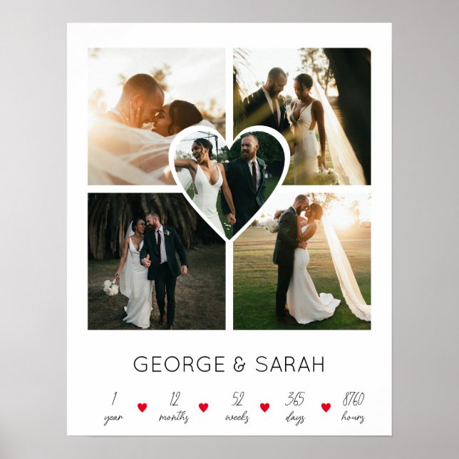 Poster Um Ano Juntos Aniversário de Casamento 5 Foto (Frente)