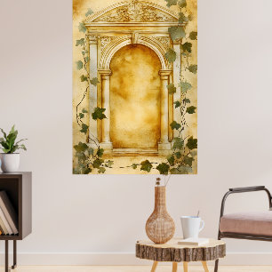 Poster Um arco de pedra ornamentado em estilo antigo,