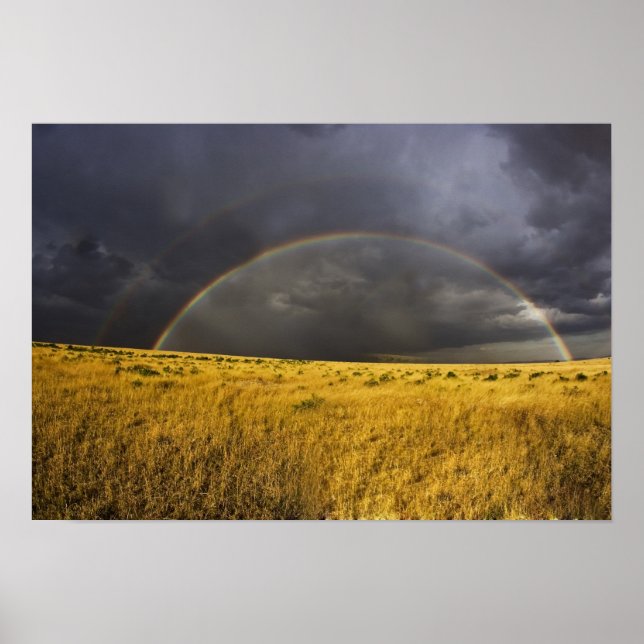 Poster Um arco-íris aparecendo através de uma névoa à tar (Frente)