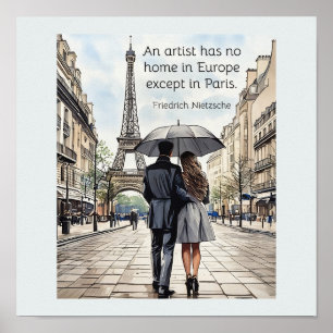 Poster Um artista não tem lar na Europa exceto Paris