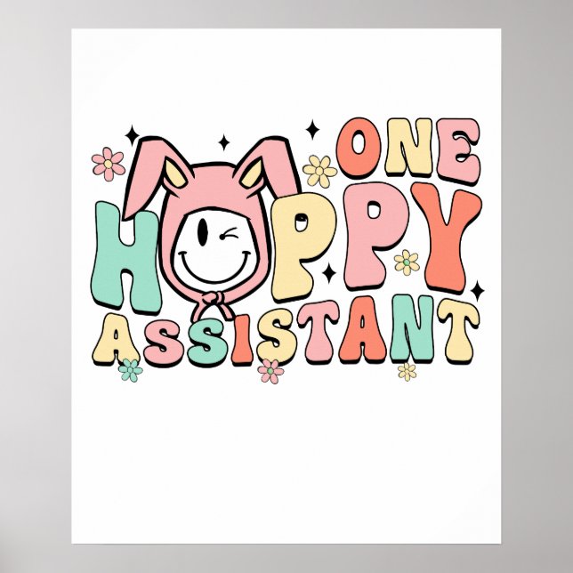 Poster um assistente feliz, retrô, vintage (Frente)