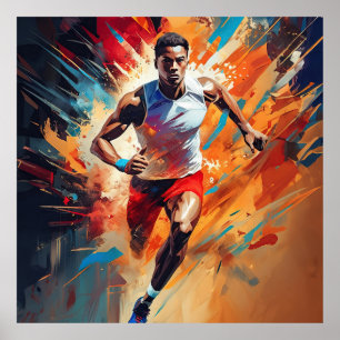 Poster Um atleta macho e de campo.