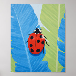 Poster Um Azul Captivador E Um Ladybug Vermelho