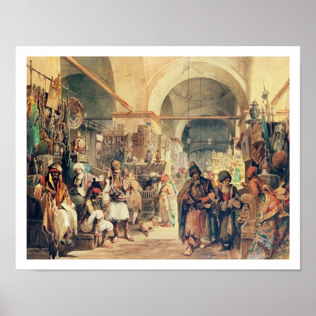 Poster Um Bazar turco, 1854 (lápis e c/c no papel) (Frente)