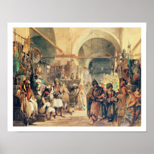 Poster Um bazar turco, 1854 (lápis & w/c no papel)