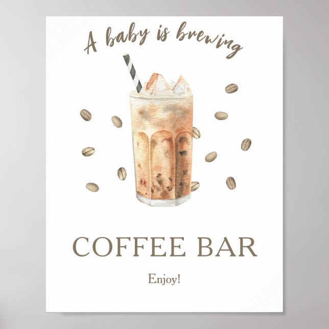 Poster Um bebê está criando chá de fraldas bar de café (Frente)