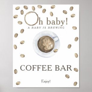 Poster Um bebê está criando chá de fraldas bar de café