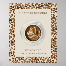 Poster Um Bebê Está Fazendo Chá de fraldas De Café