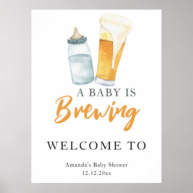 Poster Um bebê está preparando um chá de bebê de garrafa  (Frente)