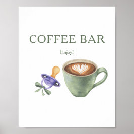 Poster Um bebê está sendo preparado chá de bebê Café bar