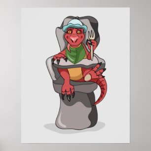 Poster Um Bebê Tyrannosaurus Rex Sentado Numa Cadeira Alt