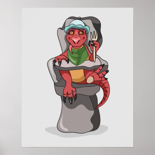 Poster Um Bebê Tyrannosaurus Rex Sentado Numa Cadeira Alt (Frente)