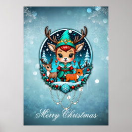 Poster Um belo estilo cartoon rener elf