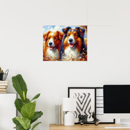 Poster Um belo par de ouros de arte para cães de recupera