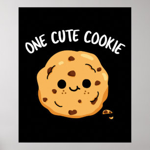 Poster Um Biscoito Bonito Engraçado Comida Pun Escuro BG