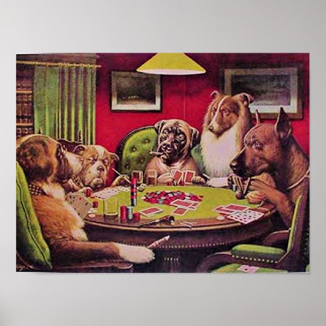 Poster Um Blefe Ousado, Cães Jogando Pôquer, (Frente)