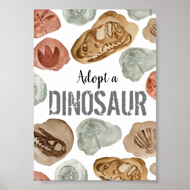 Poster Um bom aniversário para dinossauros adota um poste (Frente)