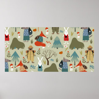 Poster Um bom padrão de colheita com animais taiga.