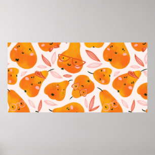 Poster Um bom padrão de verão sem costura com peras lar
