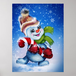 Poster Um boneco de neve festivo