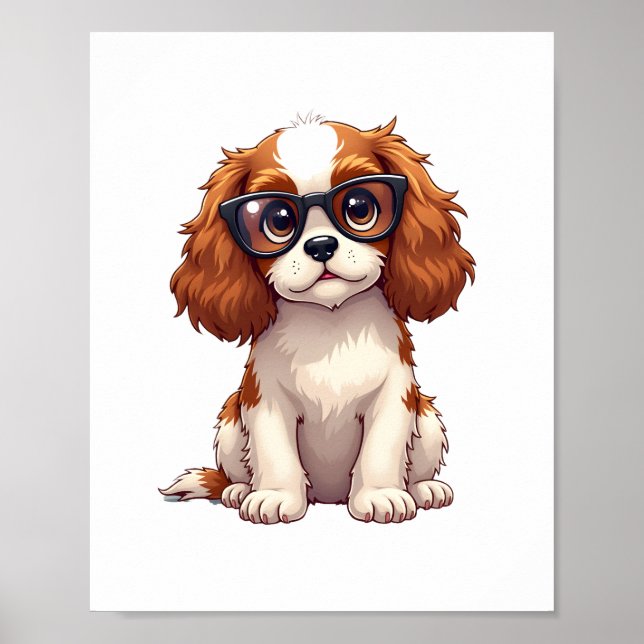 Poster Um cachorro bonito Rei Charles Spaniel (Frente)