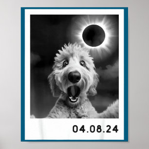 Poster Um Cachorro Goldendoodle da Totalidade de um Eclip