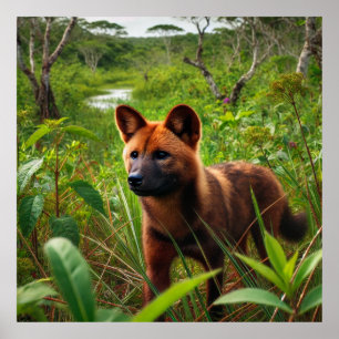 Poster Um cachorro-vinagre no Pantanal.
